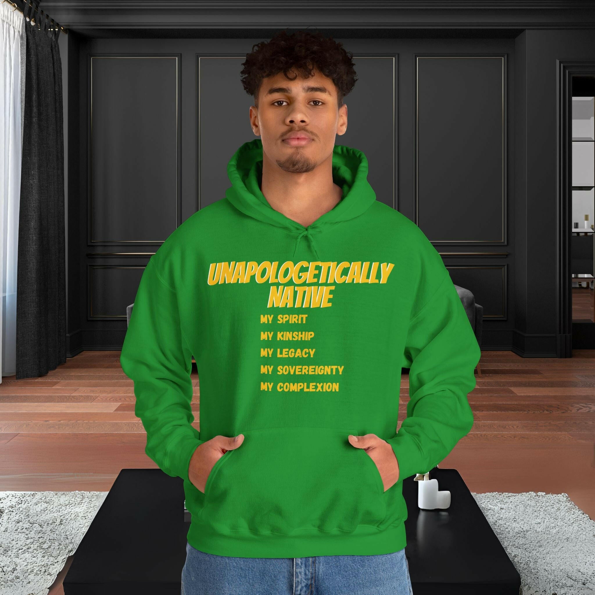 'Unapologetically NATIVE' Men's Hoodie - MKCM Modern Designs