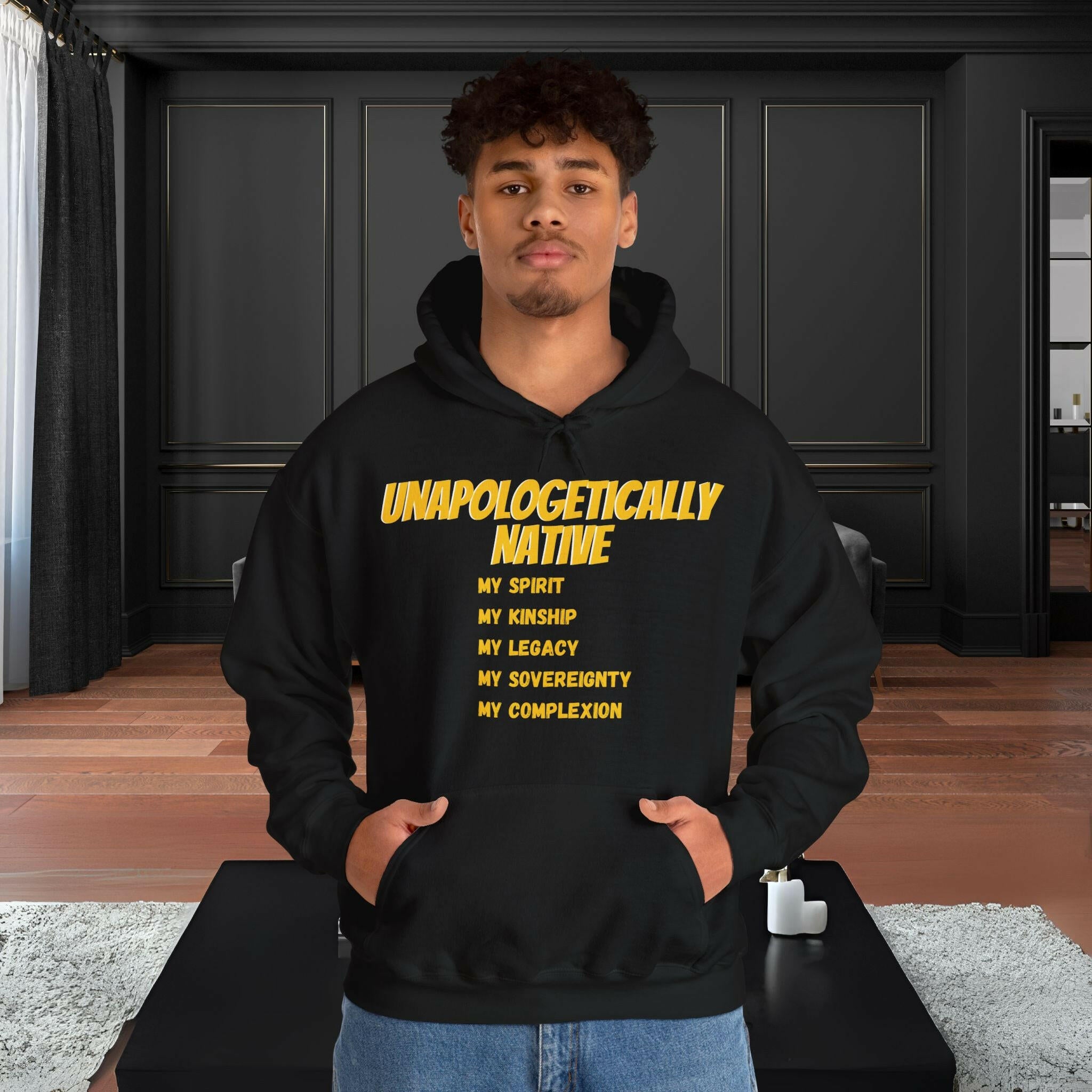 'Unapologetically NATIVE' Men's Hoodie - MKCM Modern Designs